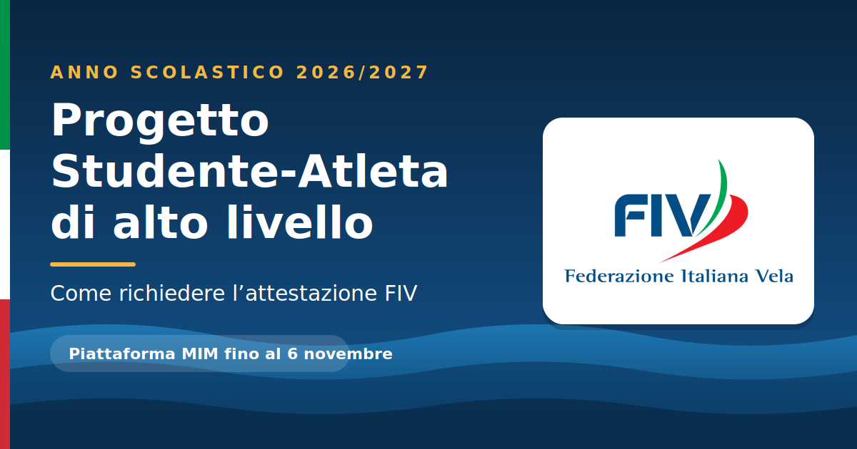 Progetto Studente-Atleta di alto livello a.s. 2026/2027: come richiedere l'attestazione FIV